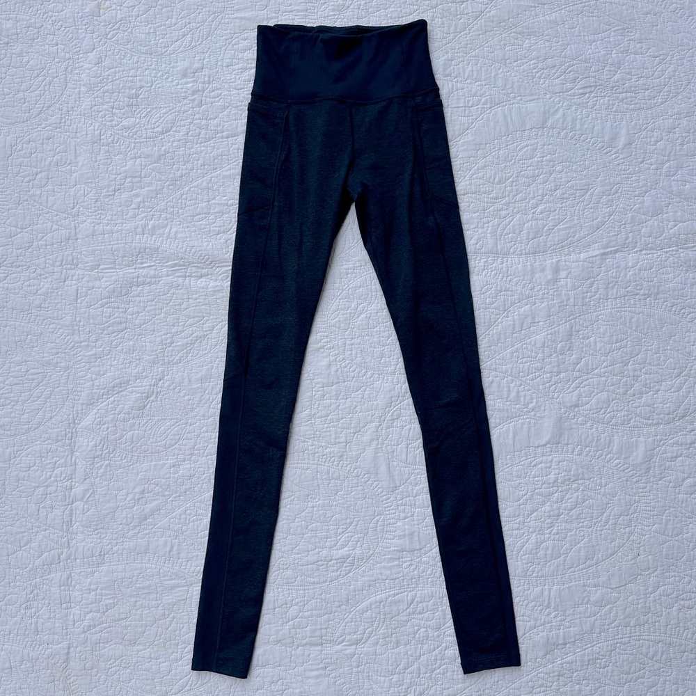 Athleta Chaturanga High-Waisted Navy Leggings with Pockets